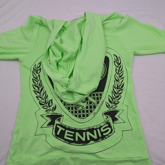 Lauren Moshi NWOT Neon Green Tennis Hoodie Front Zip Size Small - Picture 6 of 7